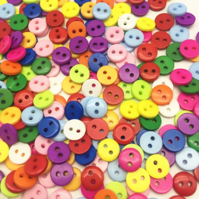 300 9mm ROUND TINY SMALL RESIN BUTTONS MIXED COLOURS CRAFT  SCRAPBOOK SEWING