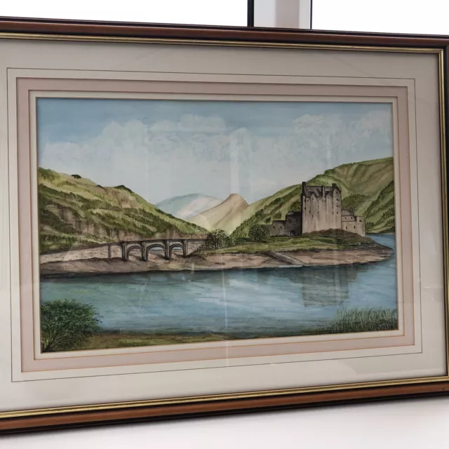 Vintage Watercolour Painting River Mill Scene Framed Signed D.Lund Original