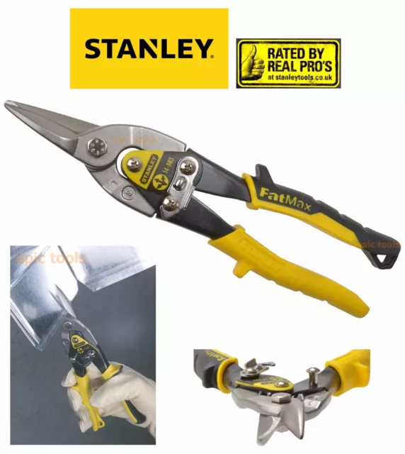 Stanley FatMax 10" 250mm Straight Cut Aviation Metal/Tin Snips/Shears, 214563