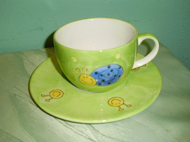 Niños - Manta infantil - Taza con plato - Taza grande - Caracol - 300 ml