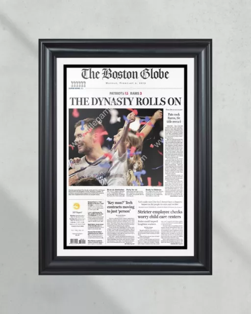 2019 New England Patriots Super Bowl Framed Newspaper Front Page Newspaper Print