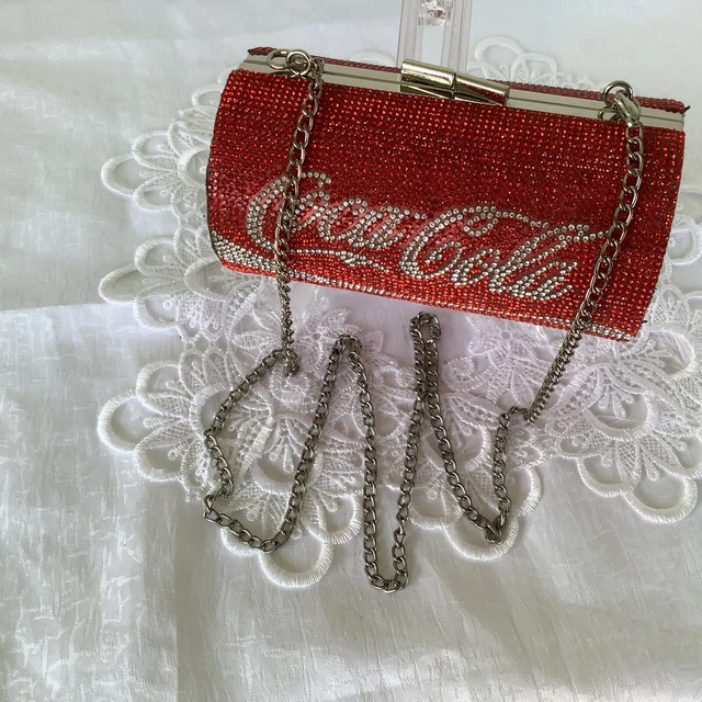 Coca-Cola Coke Red & Silver Can Shaped Rhinestone Crossbody Clutch Handbag