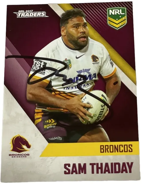 Signed Jordan Sam Thaiday Broncos 2017 Traders Rugby League Nrl Trading Card