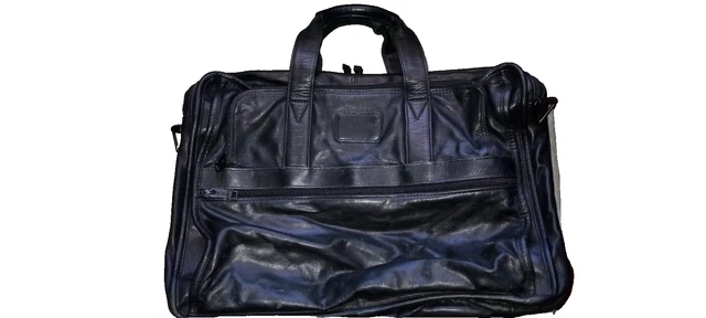 Tumi Alpha Black Leather Briefcase Bag Expandable Vintage  With Strap And Tag