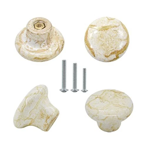 10 Pack 1.2" Ceramic Knobs Door Handle Cabinet Drawer Marble Finish 32 mm