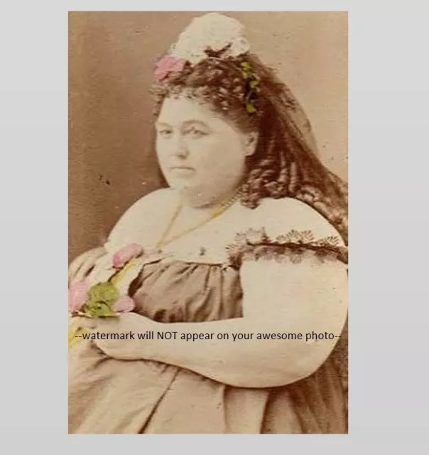 Vintage Circus Freak Fat Lady PHOTO Hannah Battersby Sideshow Star Scary