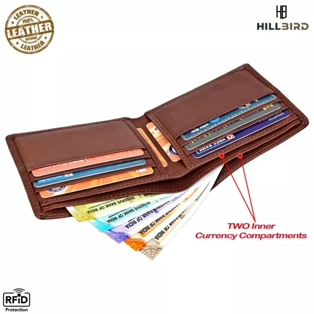 Cartera de cuero con bloqueo RFID para hombre "HILL BIRD" Titular de la... 3