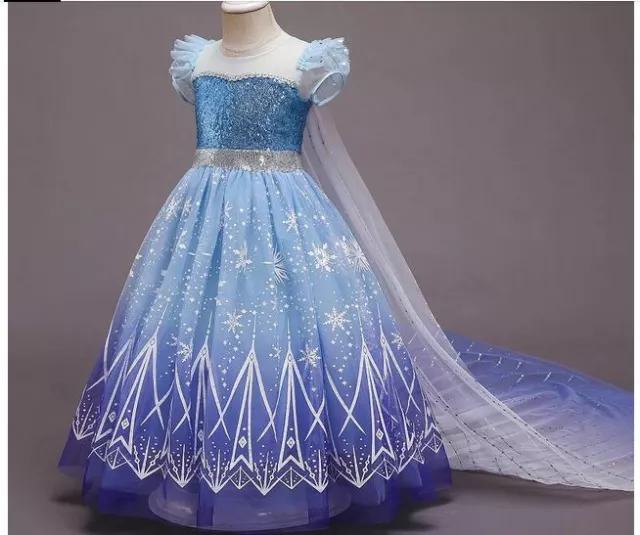 NEW BEAUTIFUL Frozen Elsa Girls Princess Cosplay Fancy Dress Costume