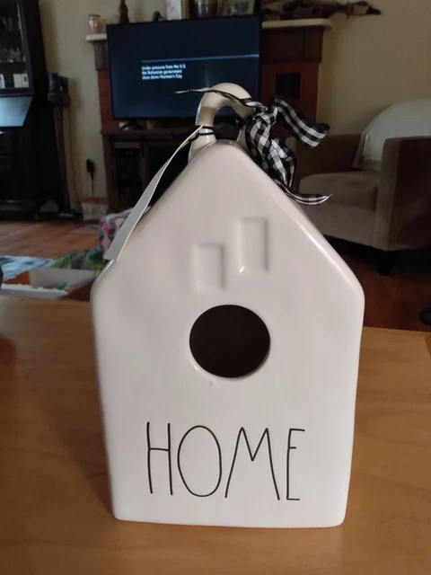 Rae Dunn HOME Bird House White Black Artisan Collection by Magenta 9" Tall