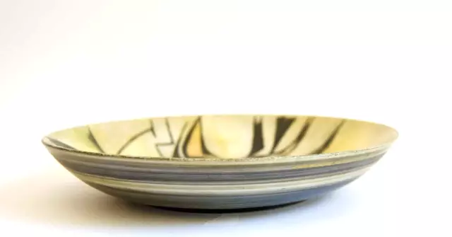 Modernist Mid Century Abstract Design Hand Painted Porcelain Bowl