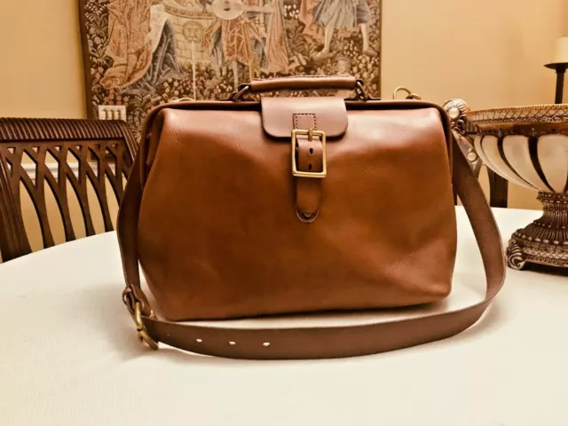 ARTEMIS  Brown Thick Leather Briefcase / Doctor Bag / Messenger Bag- ALL LEATHER