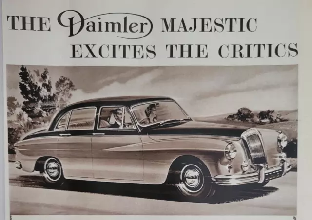 Daimler 3.8 Litre Automatic Majestic Car UK Print Ad Original 1959 ILN ~9.5x14"