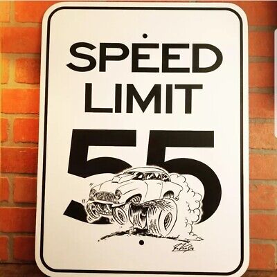 Speed Limit 55 two lane black top Chevy 55 chevy garage art sign hot rod print