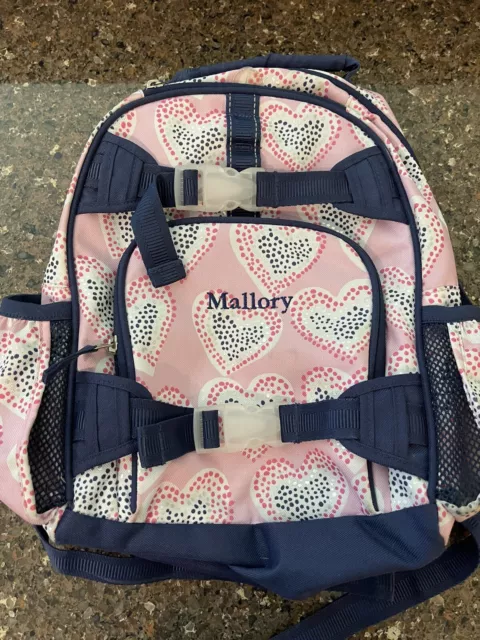 Pottery Barn Kids Small Backpack Pink Hearts Monogrammed Mallory