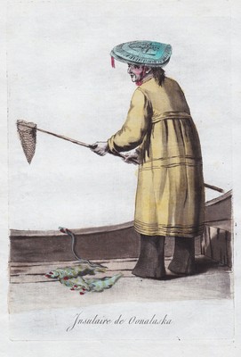 Unalaska Alaska man North America Canada Amerika costume Tracht engraving 1780