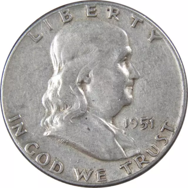 1951 Franklin Half Dollar AG About Good 90% Silver 50c US Coin Collectible