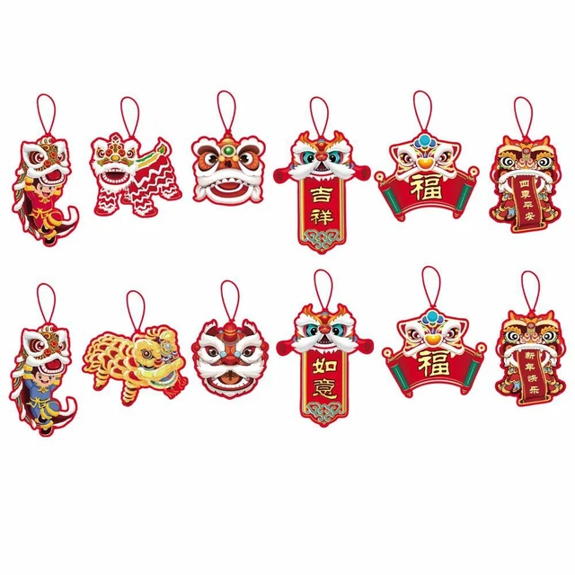 12pcs 2022 Tiger New Year Decor Red Envelope Chinese Knot Hanging Ornaments UK