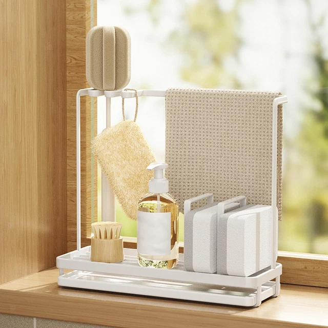 Dishcloth Hanger Dish Soap Dispenser Drain Rack for Cleaning Towel Sturdy
