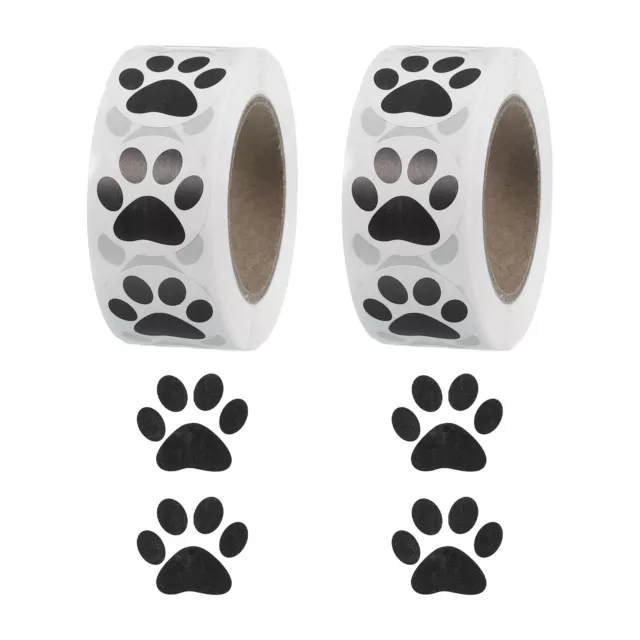 2 Roll Paw Prints Stickers 1 Inch Black Dog Paw Prints Label 500 Count/Roll