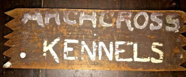 Authentic Antique "Kennels" Wood Trade Sign Double Sided Early Solid Animals Dog