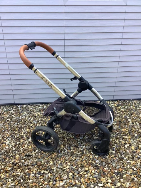 iCandy Peach Chrome Chassis - Frame Only - With Wheels & Basket- Tan Handle