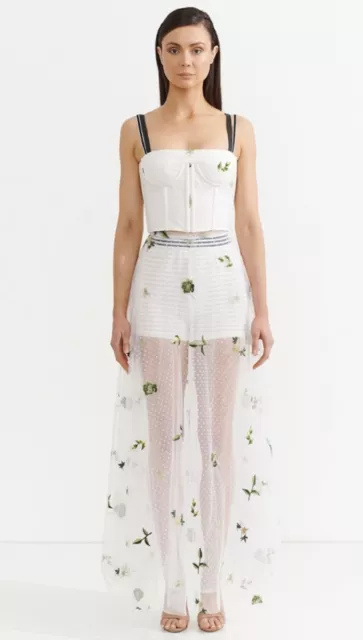 ELLACCI Women's Floral Lace Bustier Crop Top Gothic Corset Bra Tops White