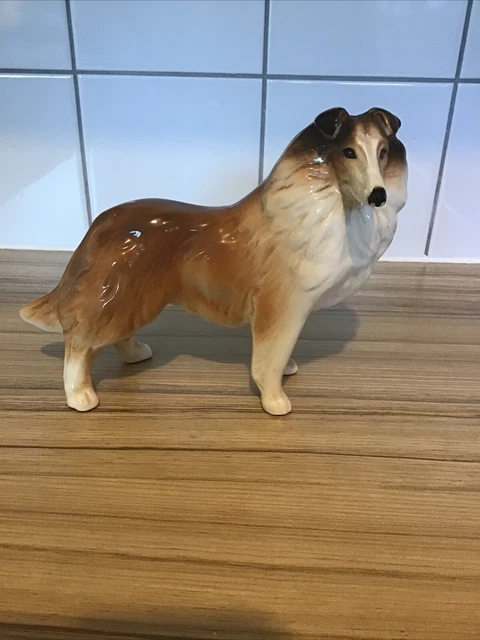 Collectable Vintage Small Long Haired Collie Dog Figurine sculpture Ornament