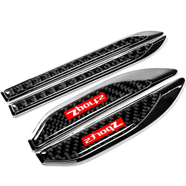 4Pcs Carbon Fiber Sports Dagger Emblem Cover Trim For Car Front Side Door Fender