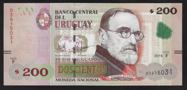Uruguay  200  Pesos  2015   P-96     Gem Unc