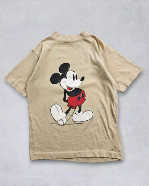 Vintage 70s 80s Mickey Mouse Disney Beige Single Stitch T-shirt Youth Medium