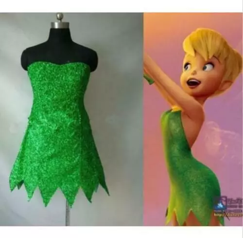 FAIRY TINKER BELL Cosplay Tinkerbell Dress Green Pixie Dress Up Adult ...