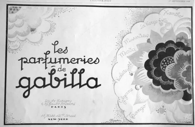 Publicité 1928 Les Parfumeries De Gabilla Paris New York Tango Glycine Xantho