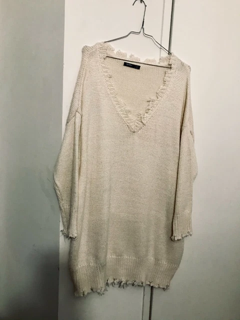 ROBE PULL BERSHKA blanche XS oversize destroy EUR 13 00 PicClick FR