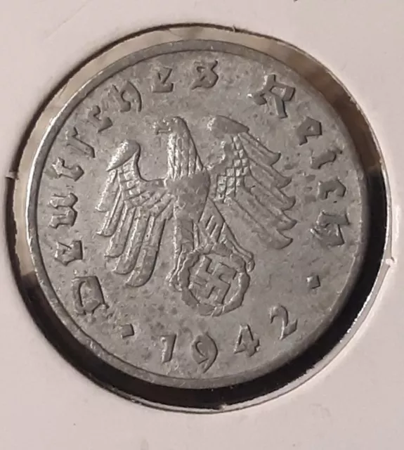 1942-F  1 Reichspfennig ~ Germany ~ Vintage WW2 Heavily Circulated With Flaws