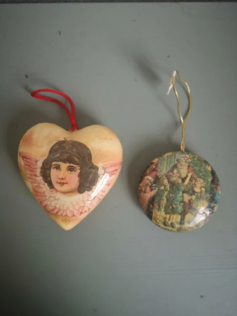 2x Weihnachtsanhänger Christbaum Schmuck Engel mit Herz