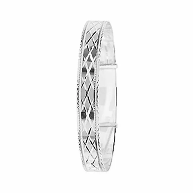 Argent Bracelet Femmes Argent Massif Extensible Diamant Coupe Bracelet