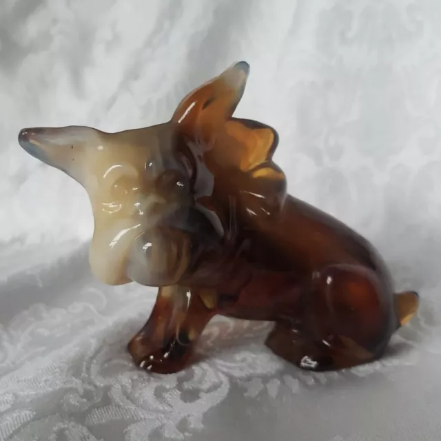 Caramel Slag Glass Scottish Terrier Bull Dog Figurine Browns Imperial End O' Day
