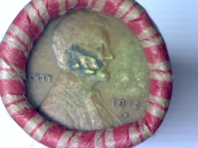 1915 D Lincoln Wheat  Cent End Of Wheat Cent Roll With 1902 Indian Head Cent End