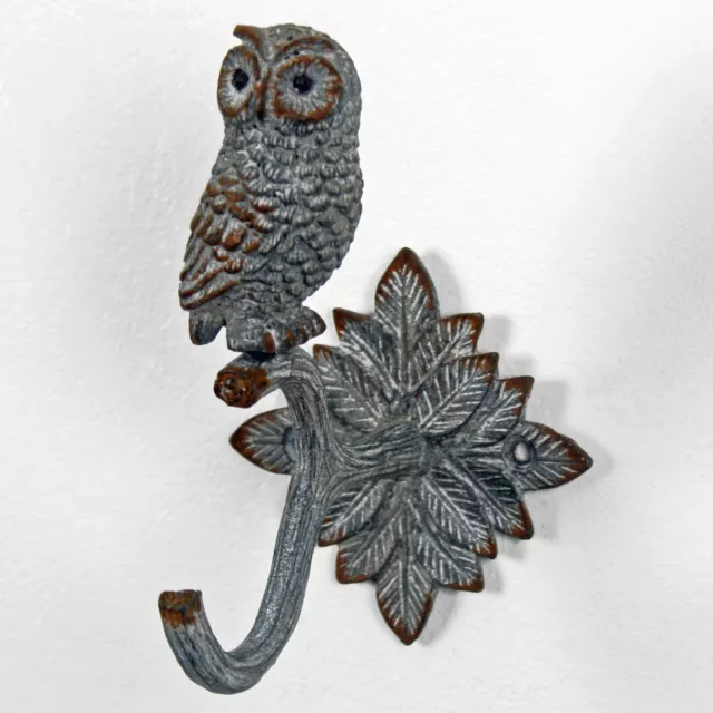 Rustic Metal Owl Coat Wall Hook Leads Scarf Keys Wall Hanger Hook Mystic Bird