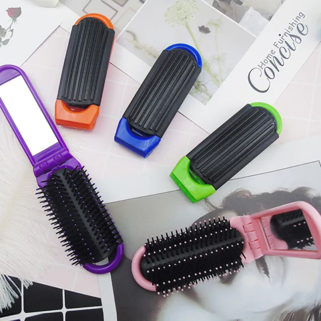 Professional Travel Hair Comb Portable Folding Hair Brush & Mirror Compact CoEL