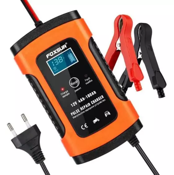 Chargeur de Batterie Voiture 12V 5A écran LCD Charge Rapide Moto Auto Camion EU