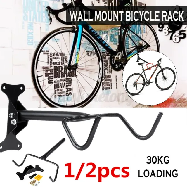Bicycle Bike Wall Display Mount Hook Hanger Garage Storage Holder Rack Black