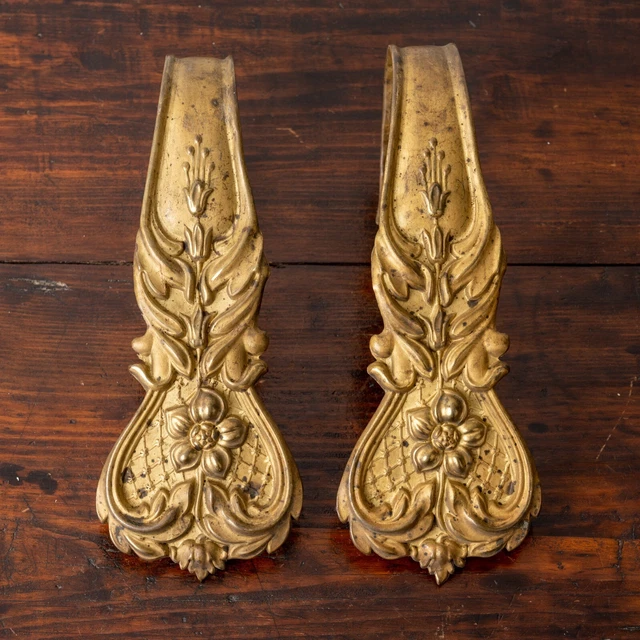 Antique Gilt French Curtain Tie Backs - A Pair