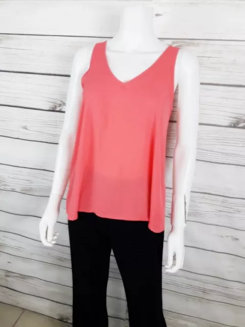 Everly Womens Sleeveless Tunic Size S Coral Pink Cutout Back Bow Accent Top 2