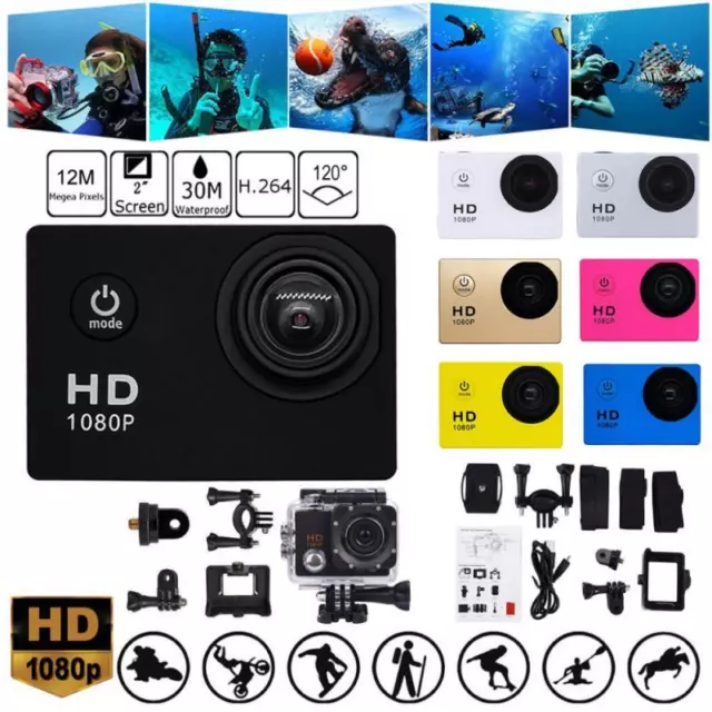 1080P Full HD 12MP Action Camera Sports Video Cam Waterproof Go pro Camcorder AU