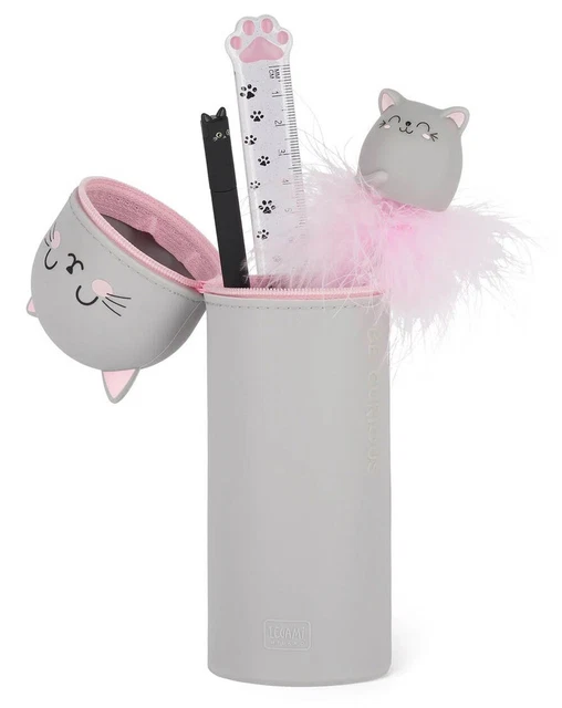 OUOQI 2-in-1 Silikon Federmäppchen - Kawaii Tier Design Als Stifthalter & Etui