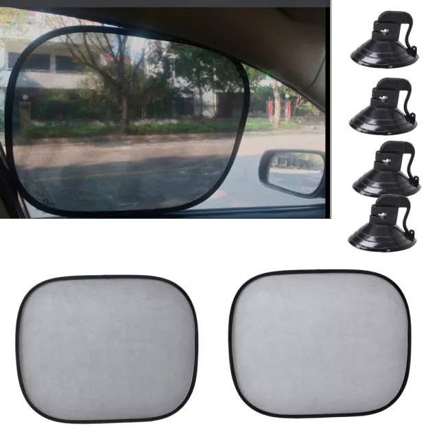 New 2x Black Folding Car Side Window Sun Shade Block Screen Visor Shield Cover