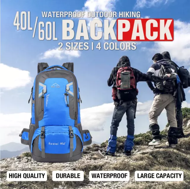 40L/60L Waterproof Outdoor Hiking Backpack Camping Outdoor Trekking Travel Bag