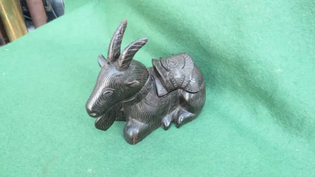 Vintage Black Forest Hand Carved Novelty Goat Ink Well