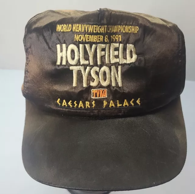 Rare HTF Cancelled Holyfield Tyson Caesars Palace Satin Hat November 8th 1991